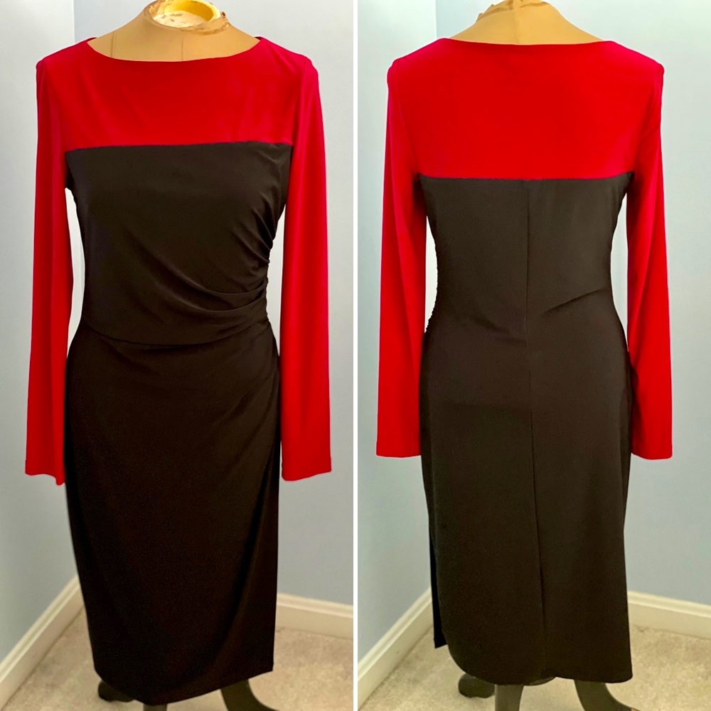 Chaps Ralph Lauren long sleeve faux wrap jersey dress